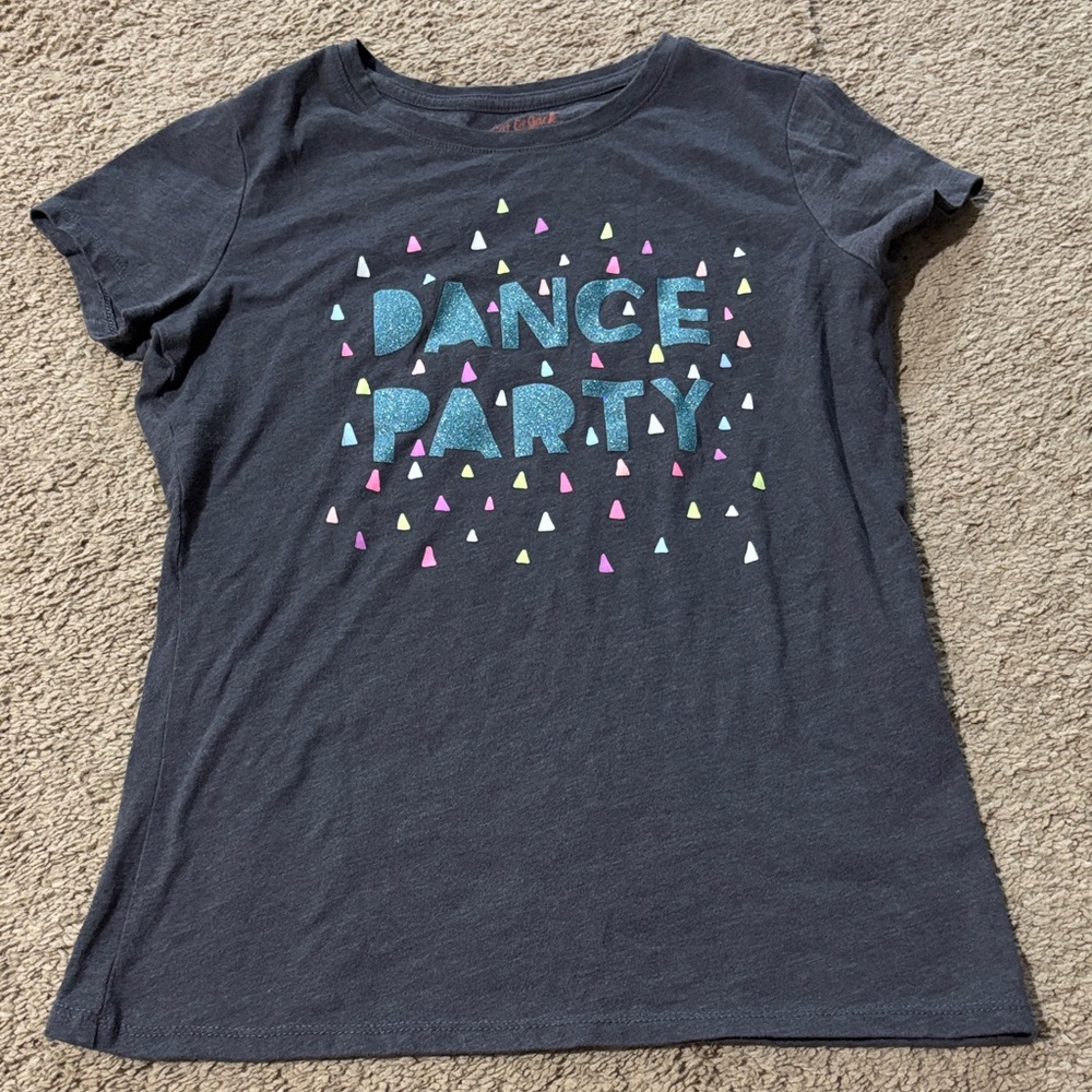 Cat & Jack Dark Grey Tee with Glitter 'Dance Party' Graphic